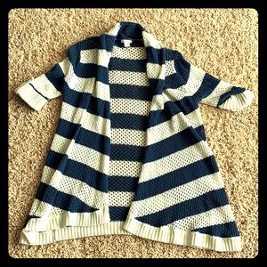 Striped short sleeve sweater